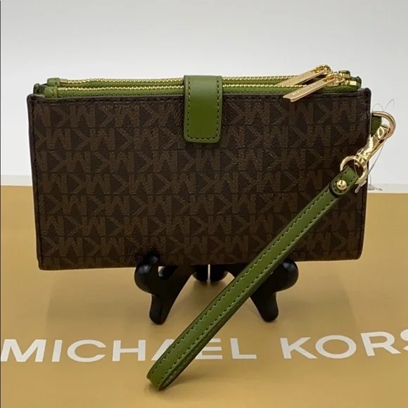 MICHAEL KORS LARGE DOUBLE ZIP WRISTLET EVERGREEN - Picture 3 of 16